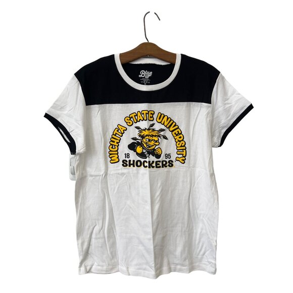 Blue 84 Wichita State University Shockers Graphic TShirt Women M White Black NEW - Picture 1 of 7